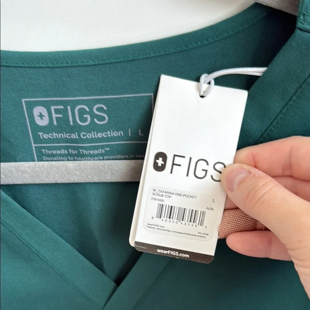 COPY - Figs Deep Green V-Neck Scrub Top - Picture 2 of 4